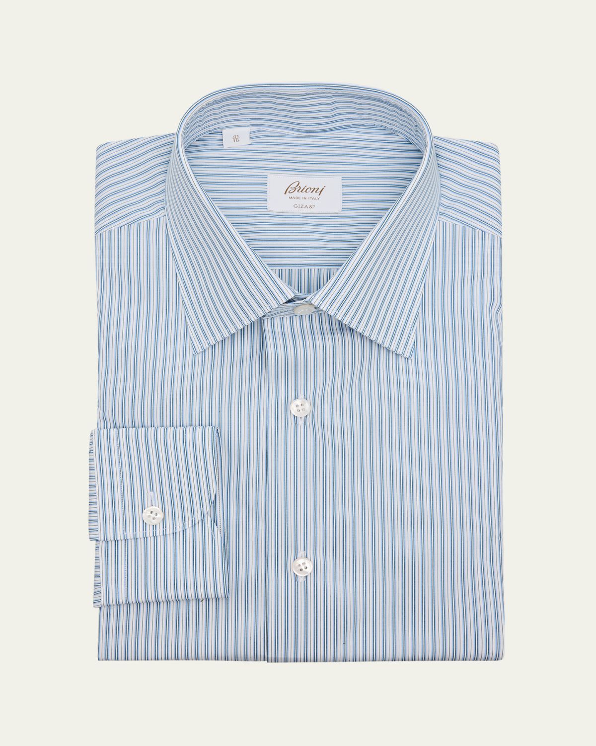 Brioni Men's Giza 87 Cotton Multi-Stripe Dress Shirt