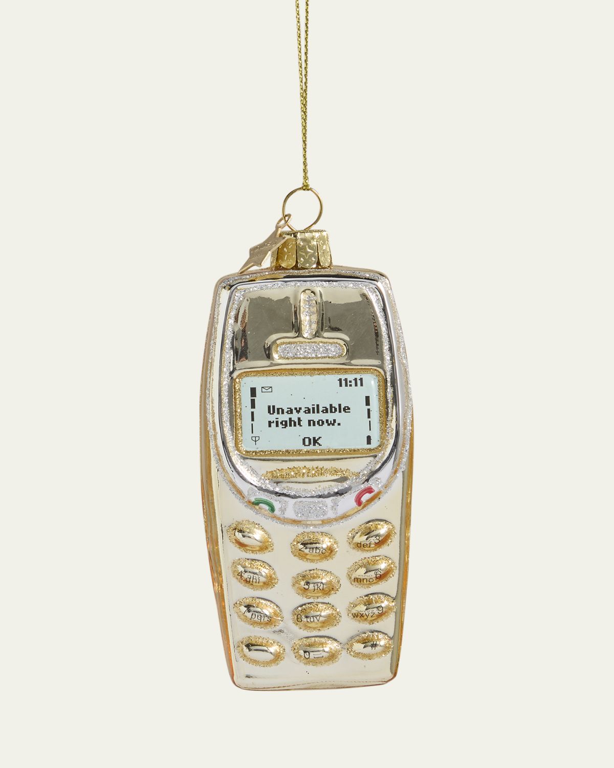 Vondels Golden Cellphone Christmas Ornament