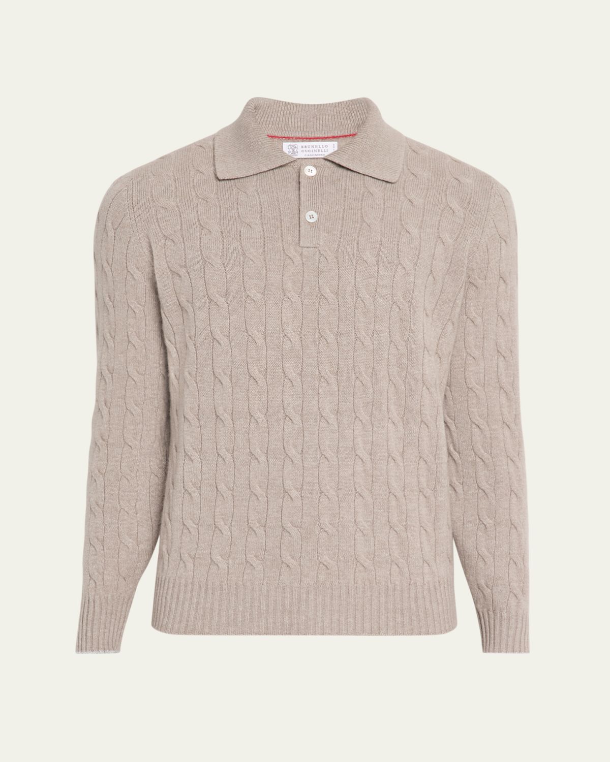 Brunello Cucinelli Men's Cashmere Cable Knit Polo Sweater