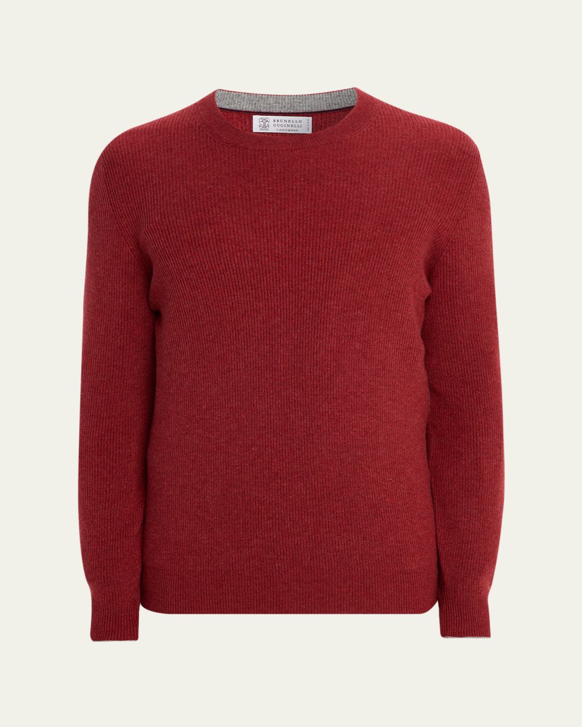 Brunello Cucinelli Men's Cashmere English Rib Crewneck Sweater