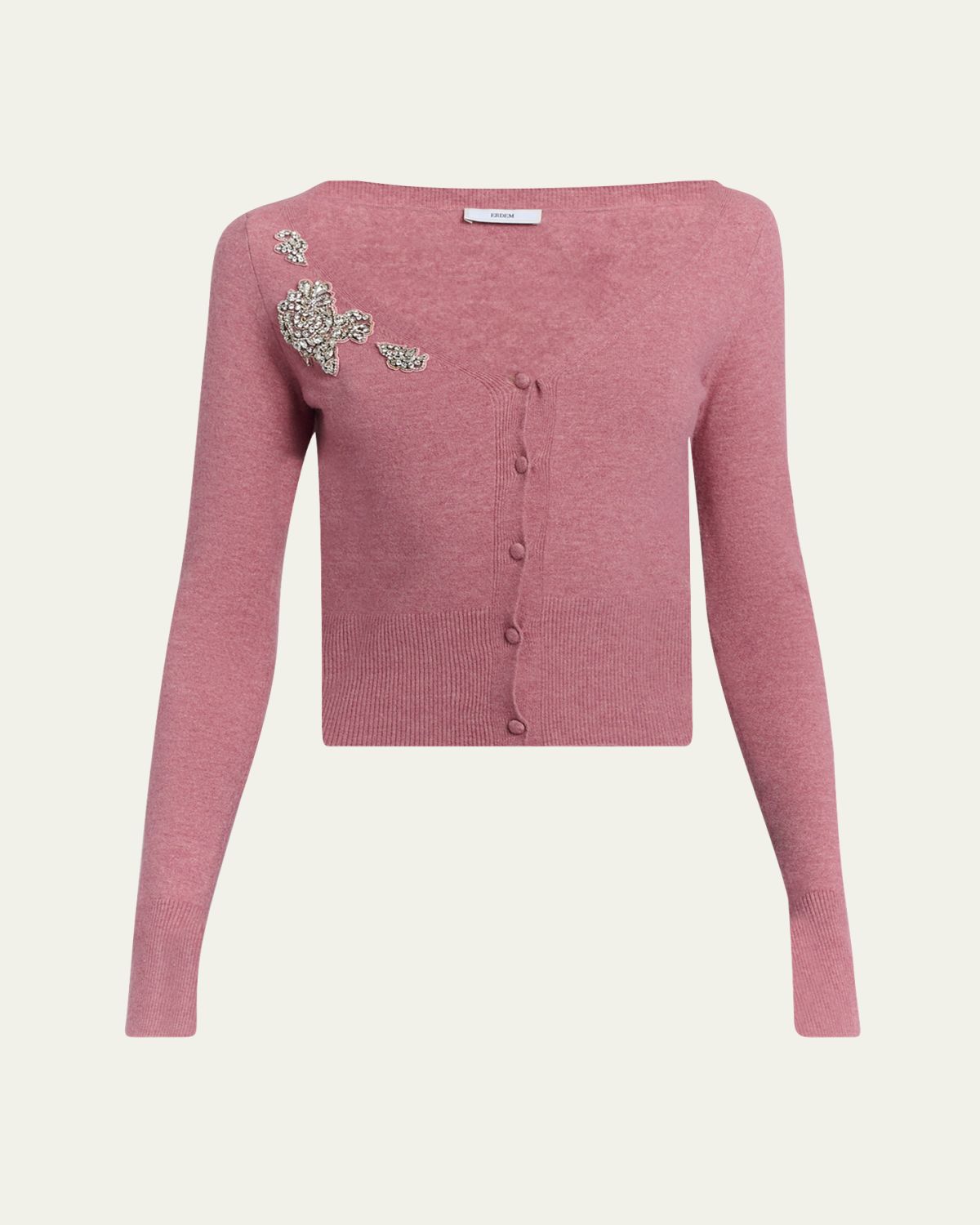 Erdem Embellished Cropped V-Neck Cardigan