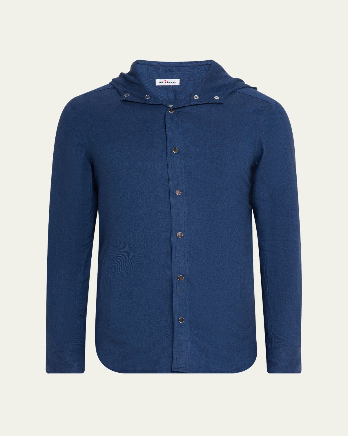 Kiton Men's Flannel Hooded Snap-Front Overshirt