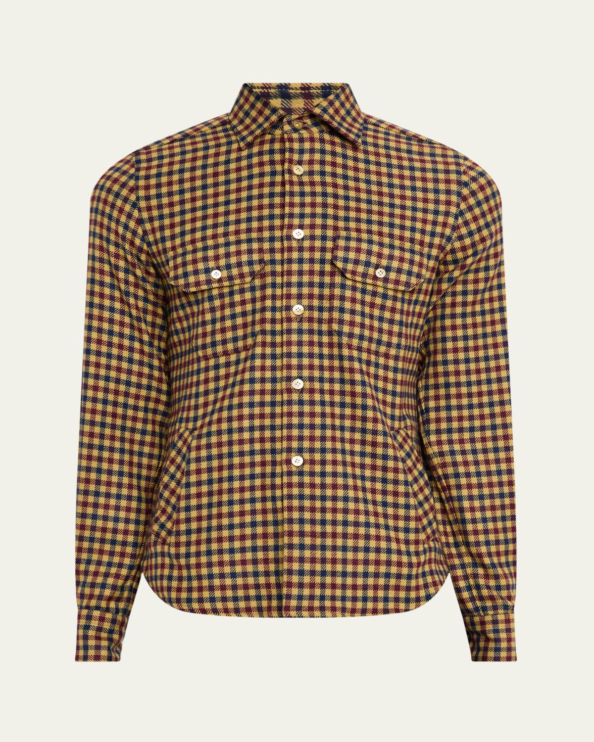 Kiton Men's Cashmere Check Two-Pocket Overshirt