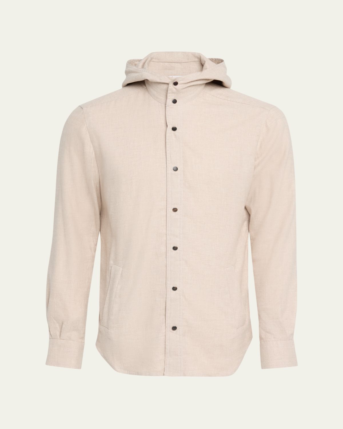 Kiton Men's Flannel Snap-Front Hooded Overshirt