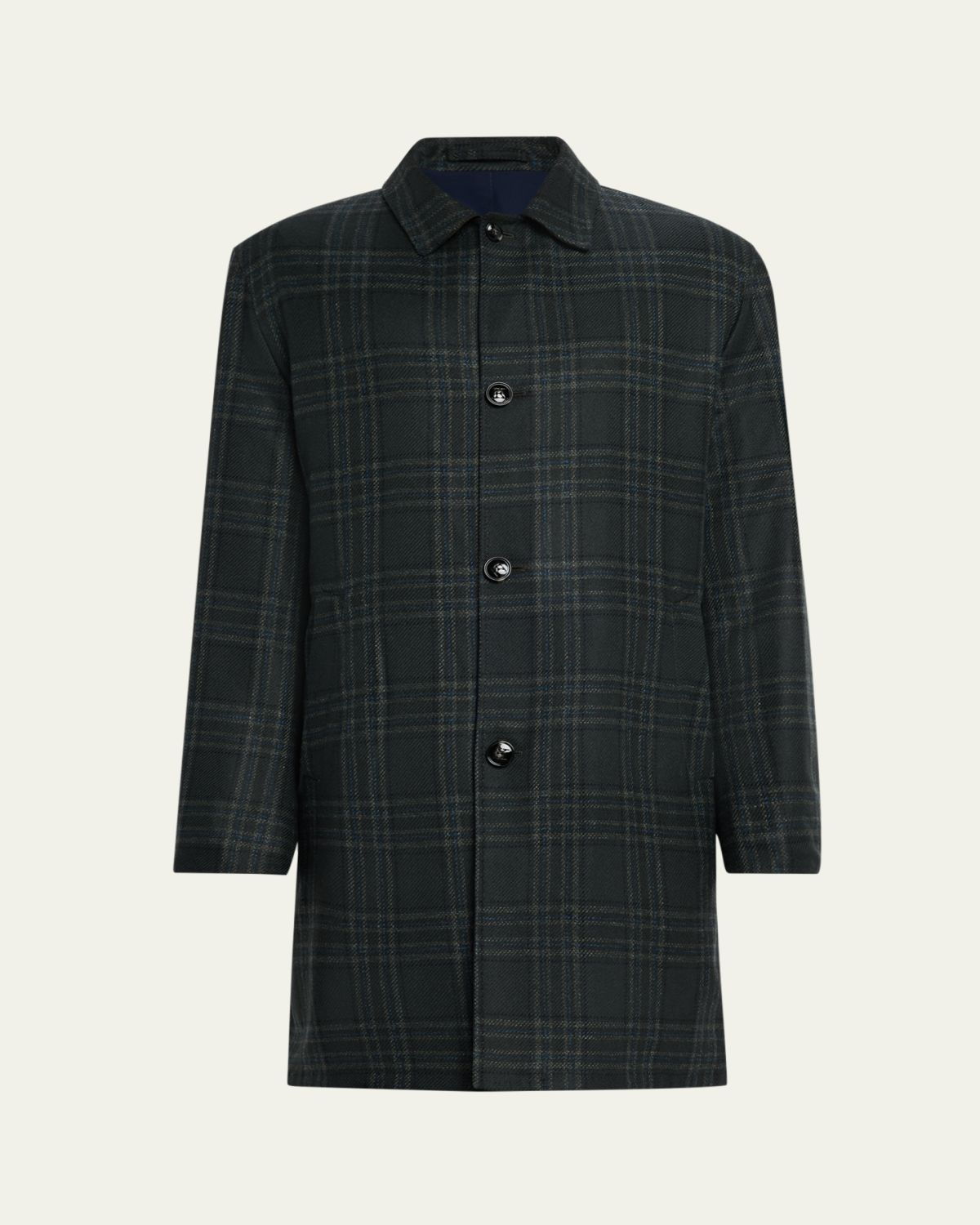 Kiton Men's Plaid Cashmere Overcoat