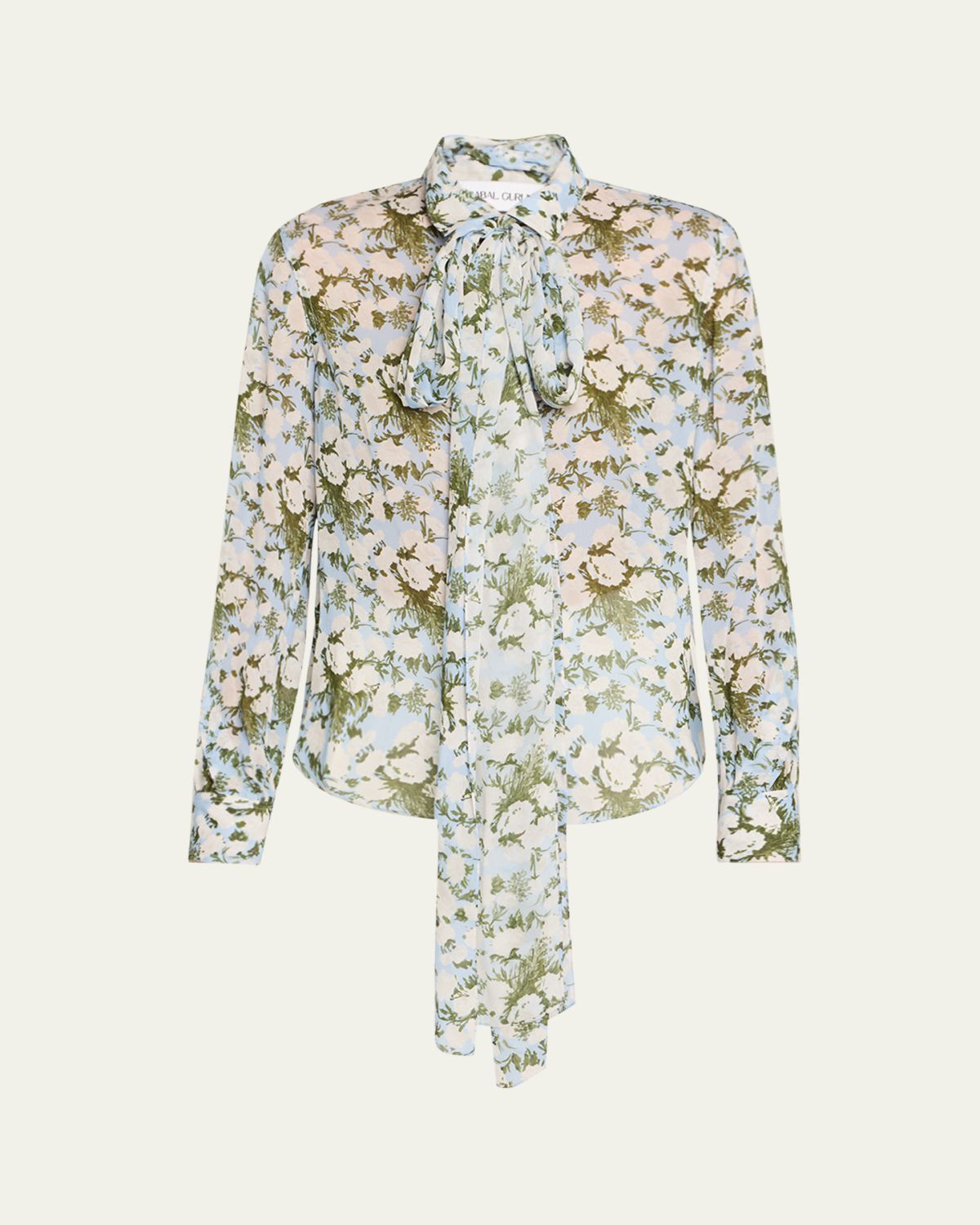 Prabal Gurung Floral Tie-Neck Blouse