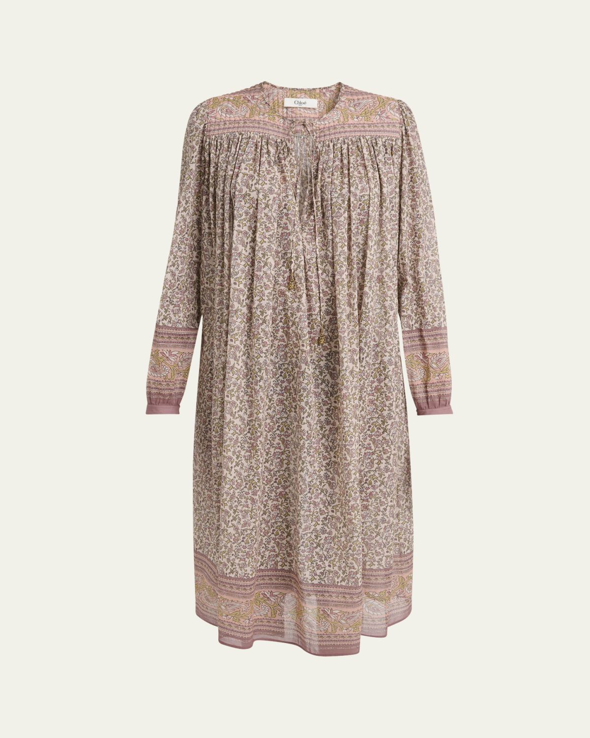 Chloe Pleated Floral & Paisley-Print Voile Midi Dress