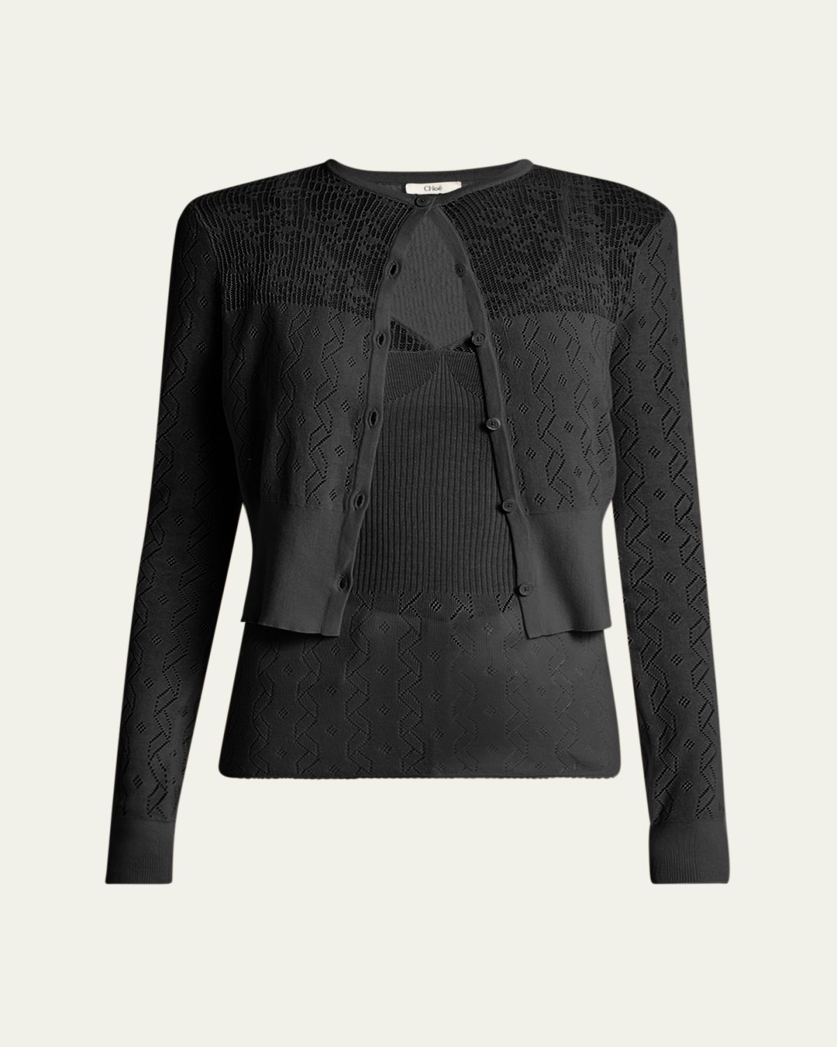 Chloe Embroidered Pointelle Cotton Combo Top