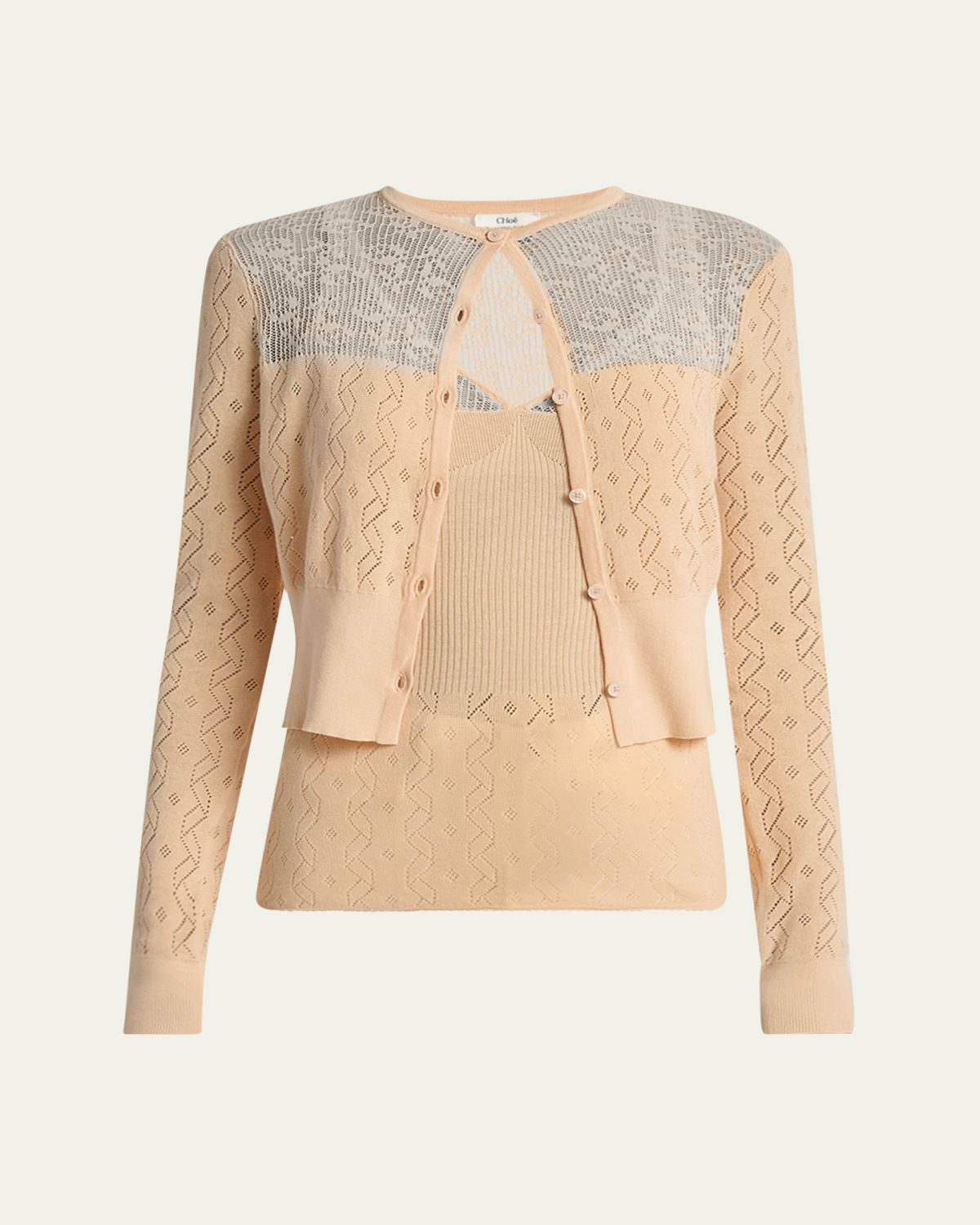Chloe Embroidered Pointelle Cotton Combo Top