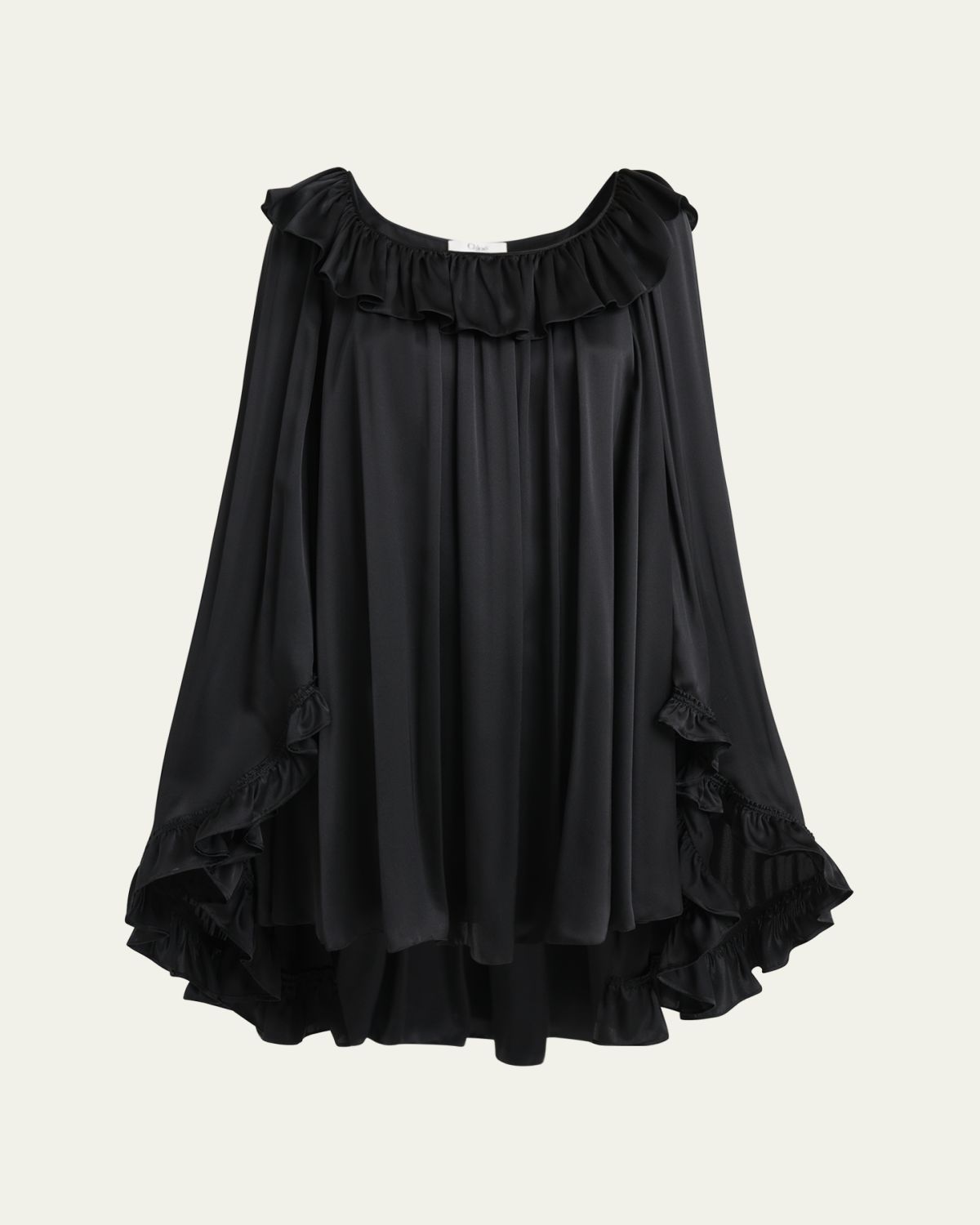 Chloe Silk Satin Ruffle Mini Dress