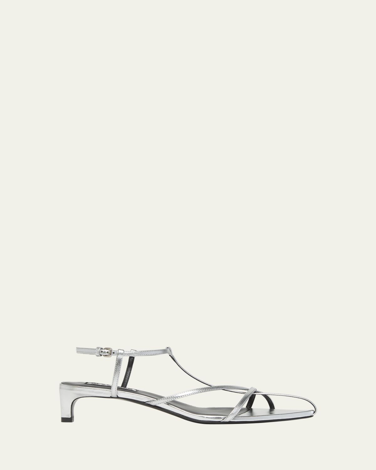 Jil Sander Metallic Kitten T-Strap Sandals