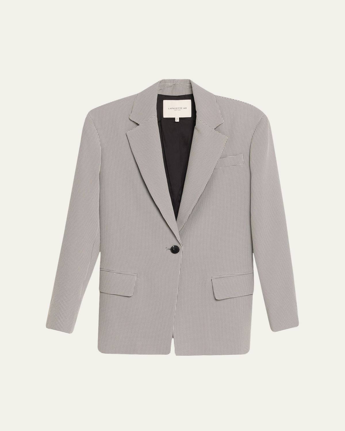 Lafayette 148 New York Single-Breasted Houndstooth Jacquard Blazer