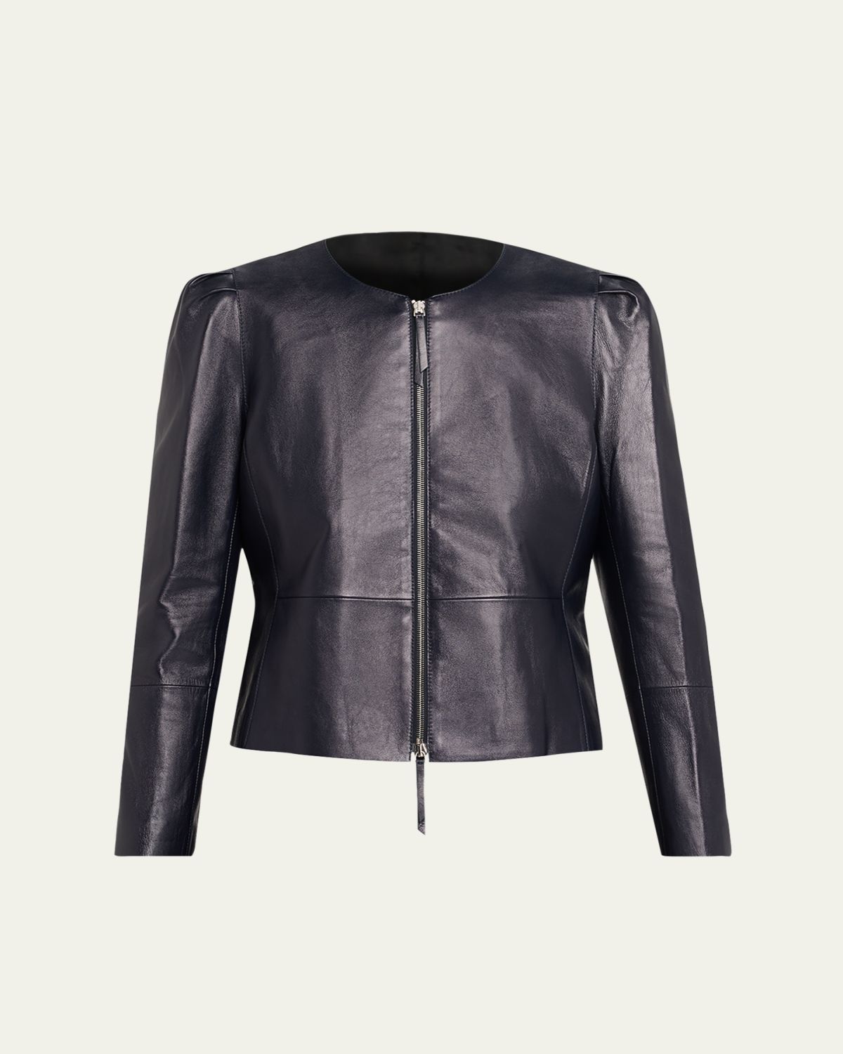 Lafayette 148 New York x The Morning Show Puff-Shoulder Leather Jacket