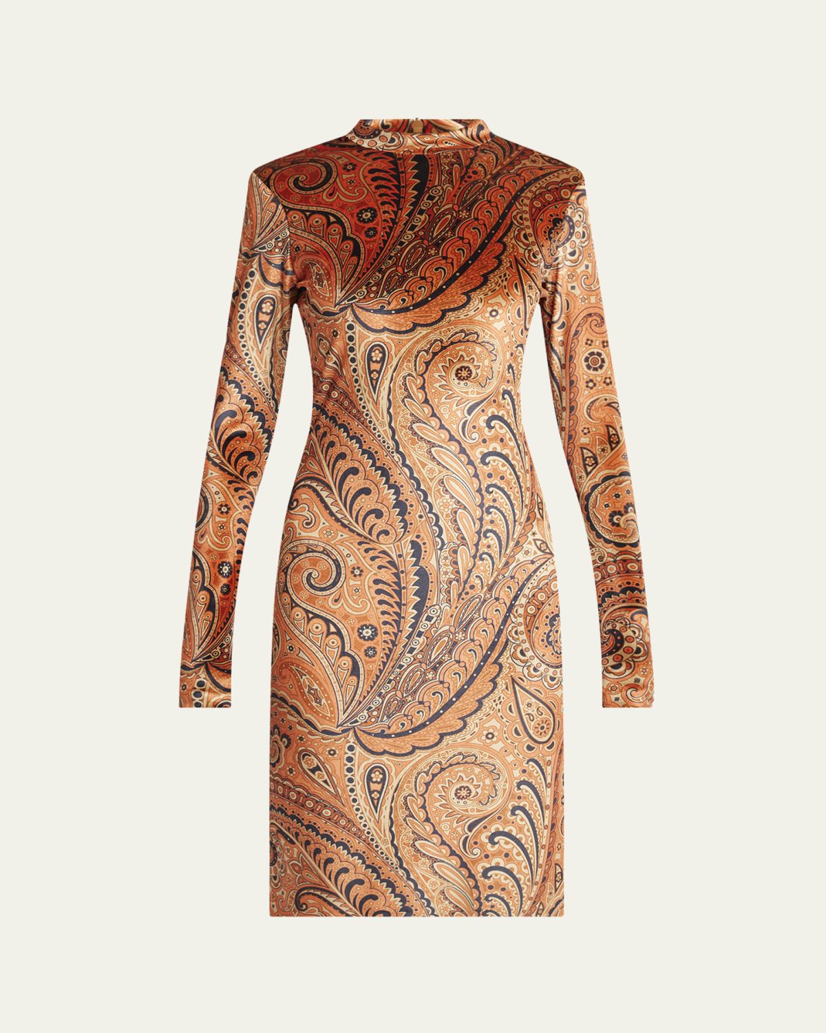 Etro Long-Sleeve Velvet Paisley Dress