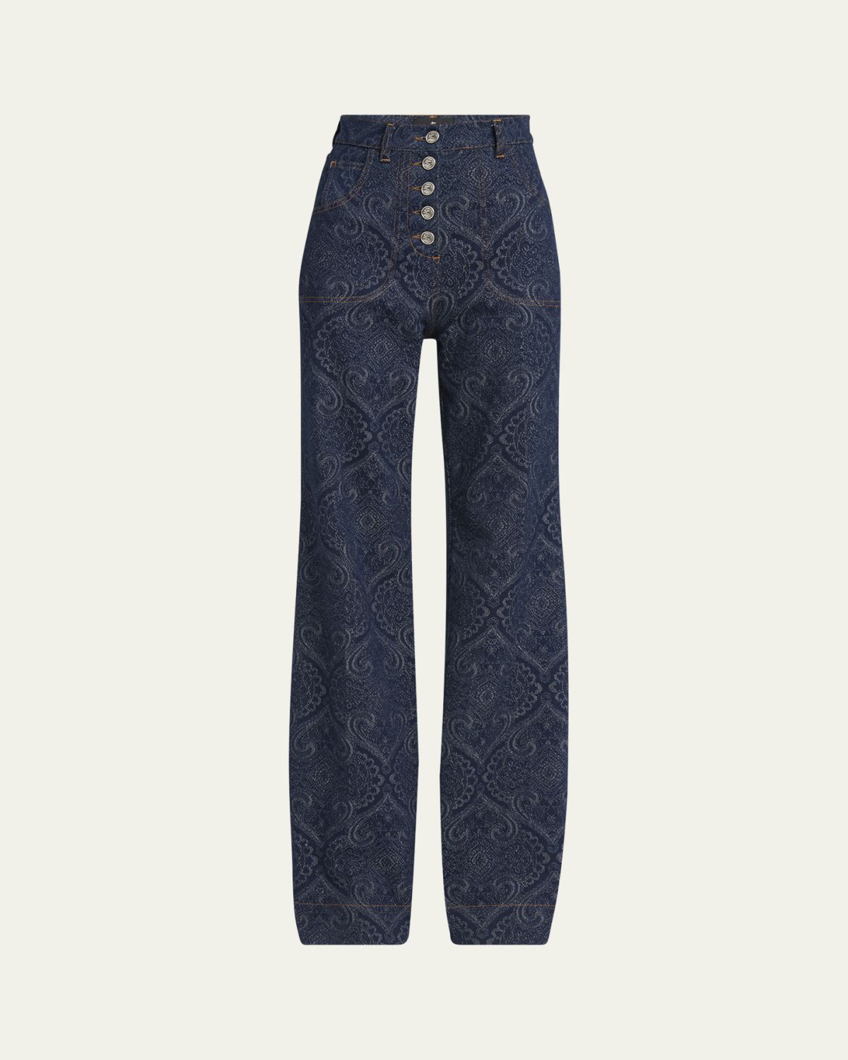 Etro Paisley-Print Flare Jeans