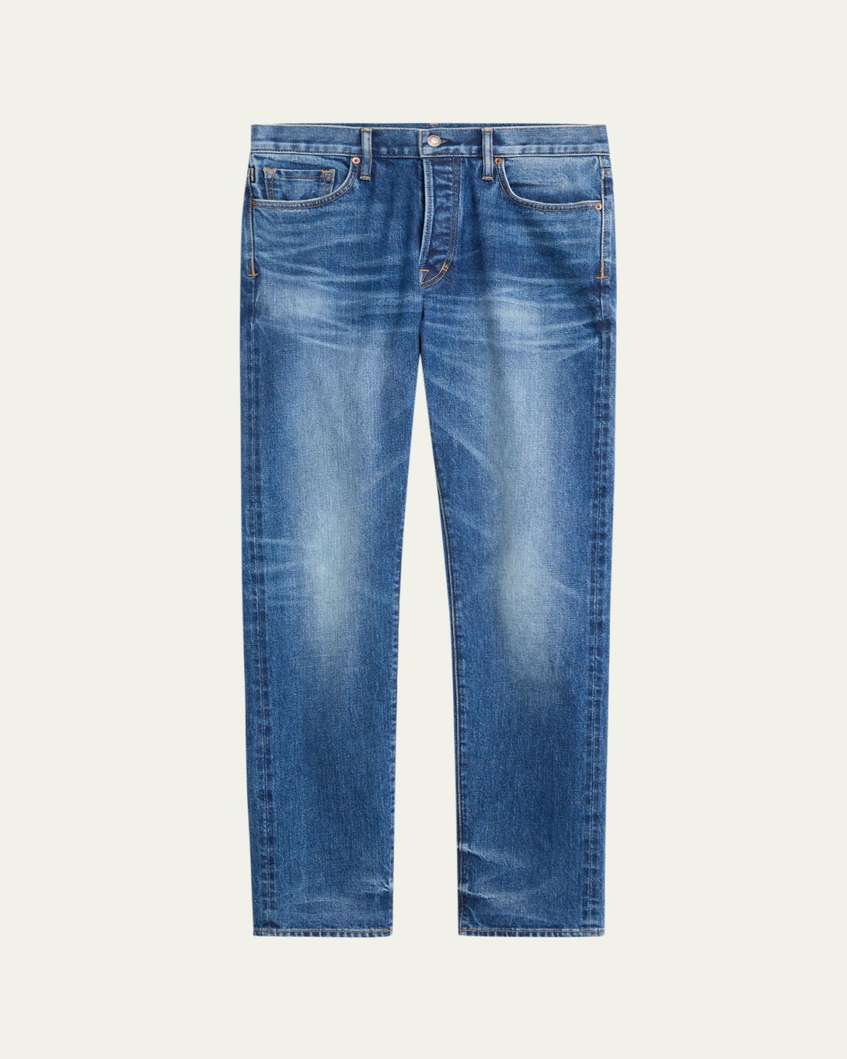 TOM FORD Men's Light Wash Selvedge Straight Fit Jeans