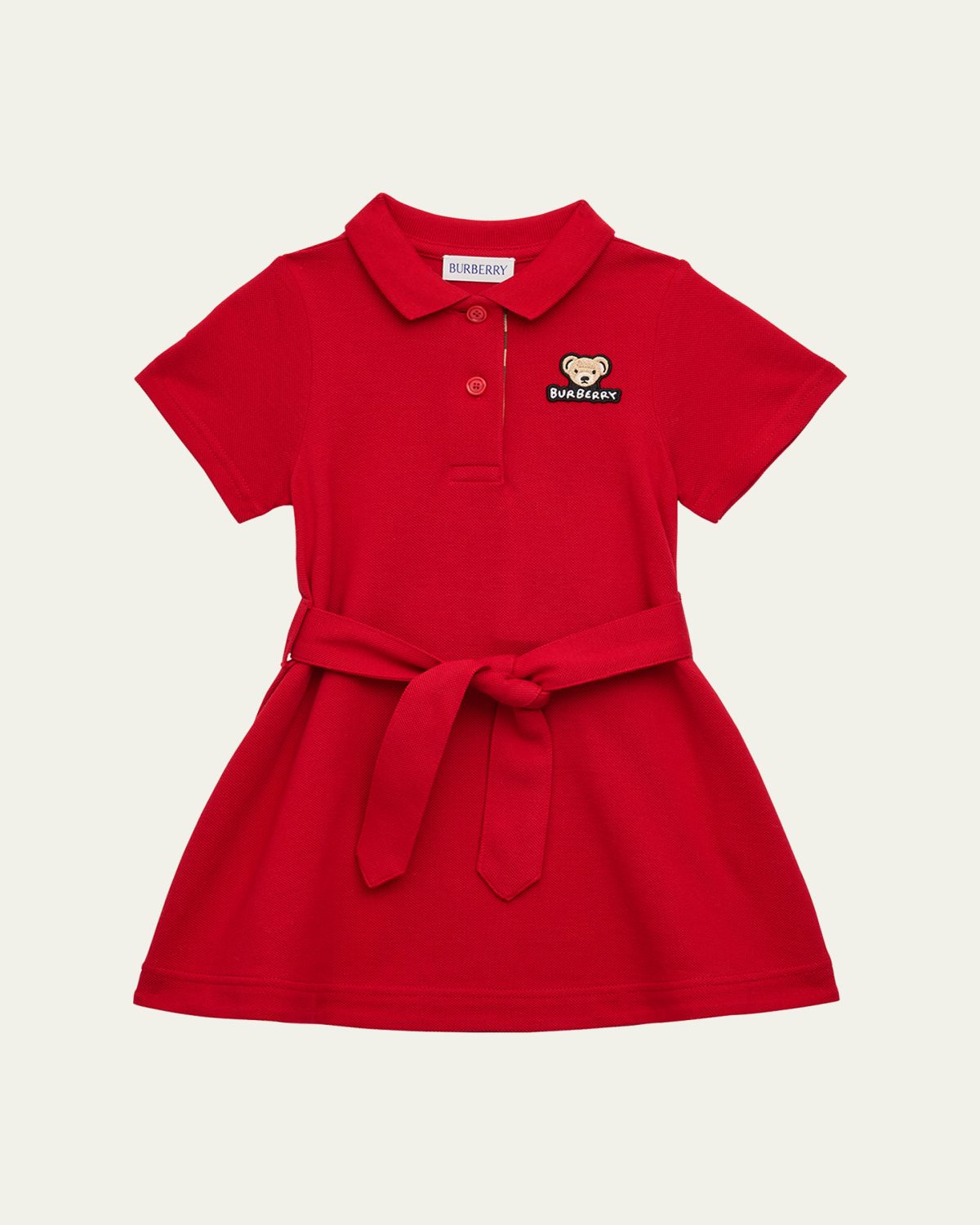 Burberry Girl's Astrid Bear Patch Polo Dress, Size 6M-2