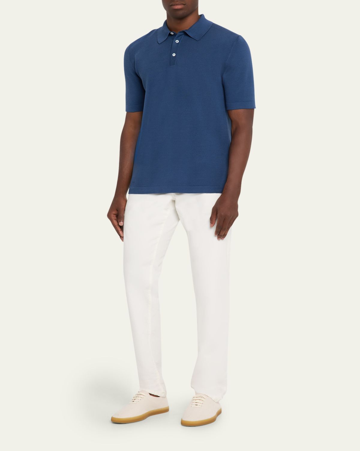 Anderson & Sheppard Men's Short-Sleeve Knit Polo Shirt | Thumbnail 2 Anderson & Sheppard Men's Short-Sleeve Knit Polo Shirt | Thumbnail 2
