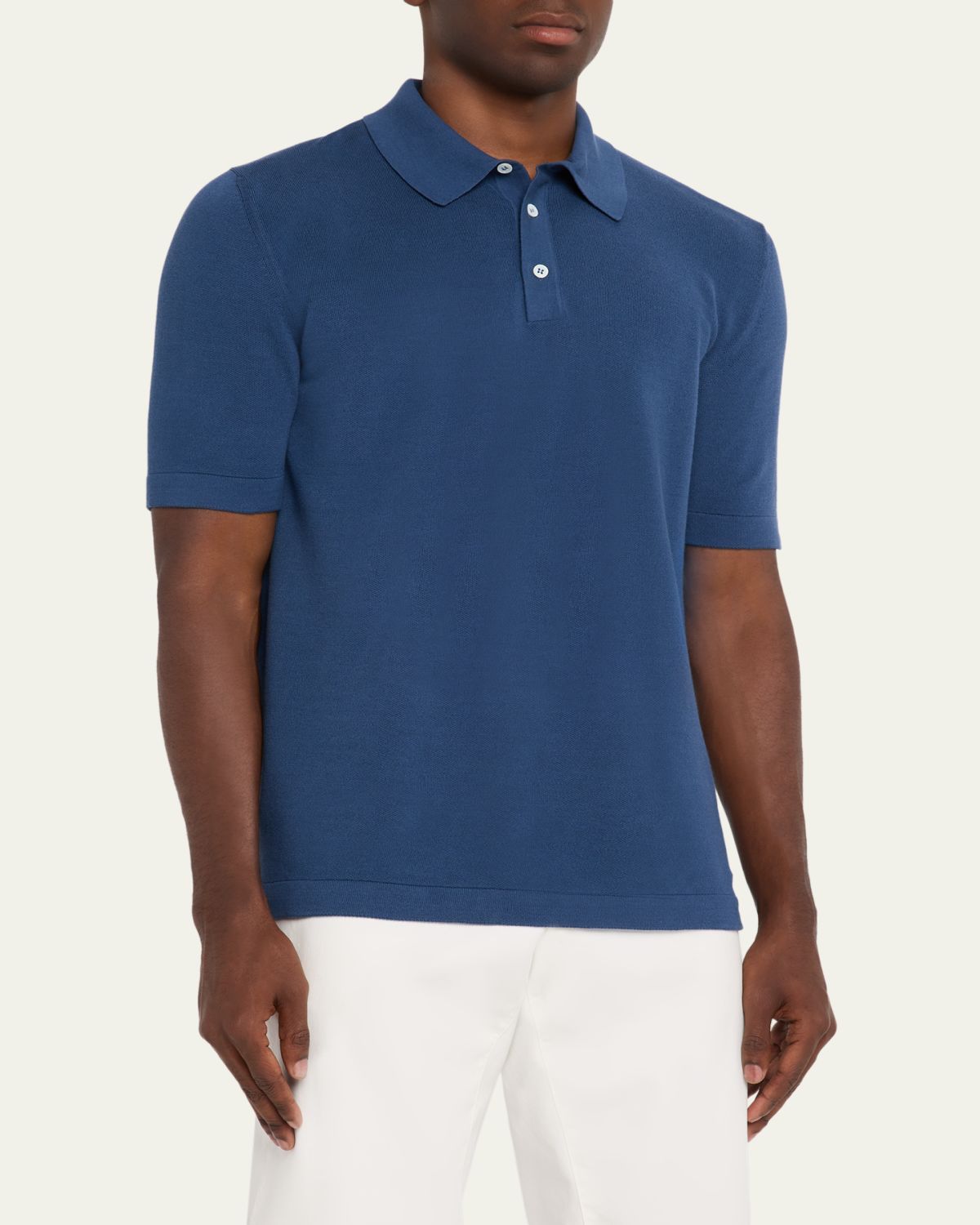Anderson & Sheppard Men's Short-Sleeve Knit Polo Shirt | Thumbnail 4 Anderson & Sheppard Men's Short-Sleeve Knit Polo Shirt | Thumbnail 4