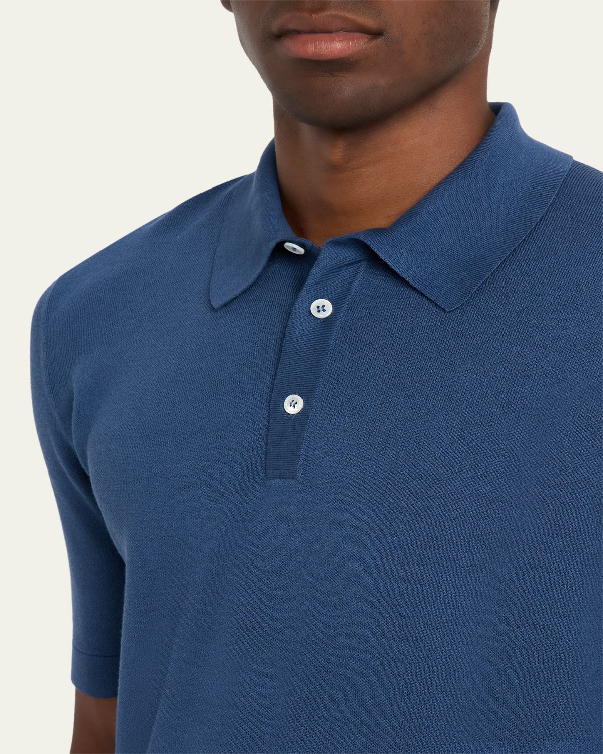 Anderson & Sheppard Men's Short-Sleeve Knit Polo Shirt | Thumbnail 5 Anderson & Sheppard Men's Short-Sleeve Knit Polo Shirt | Thumbnail 5
