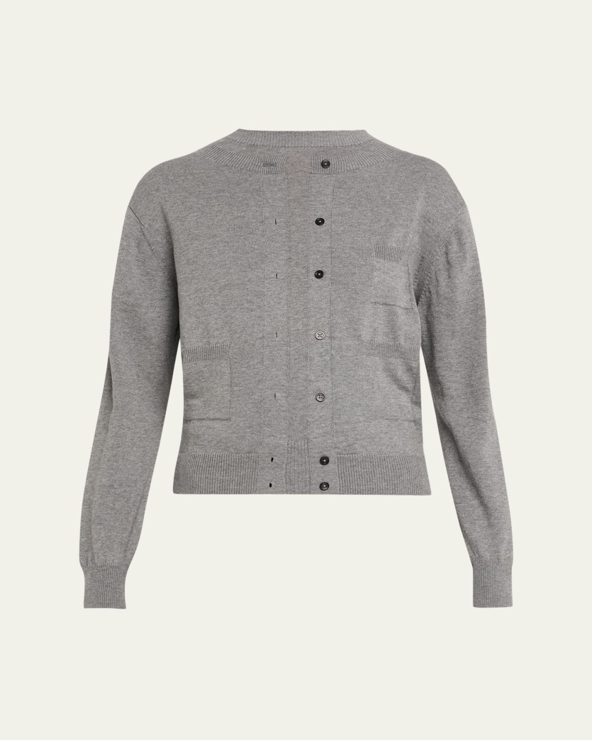 Marie Adam-Leenaerdt Trompe L'Oeil Crewneck Cardigan Sweater