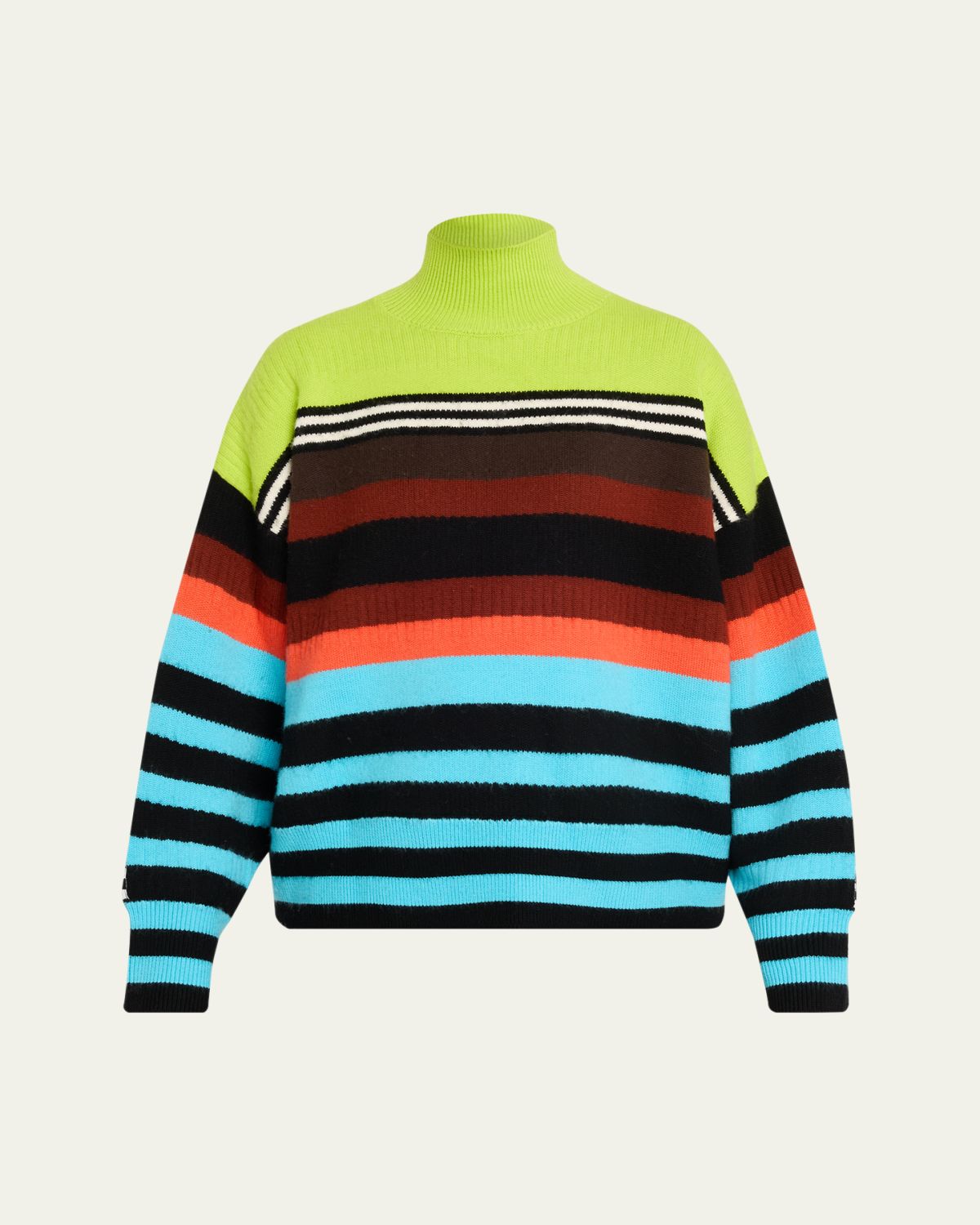 CHRISTOPHER JOHN ROGERS Striped Brushed Wool Turtleneck Sweater