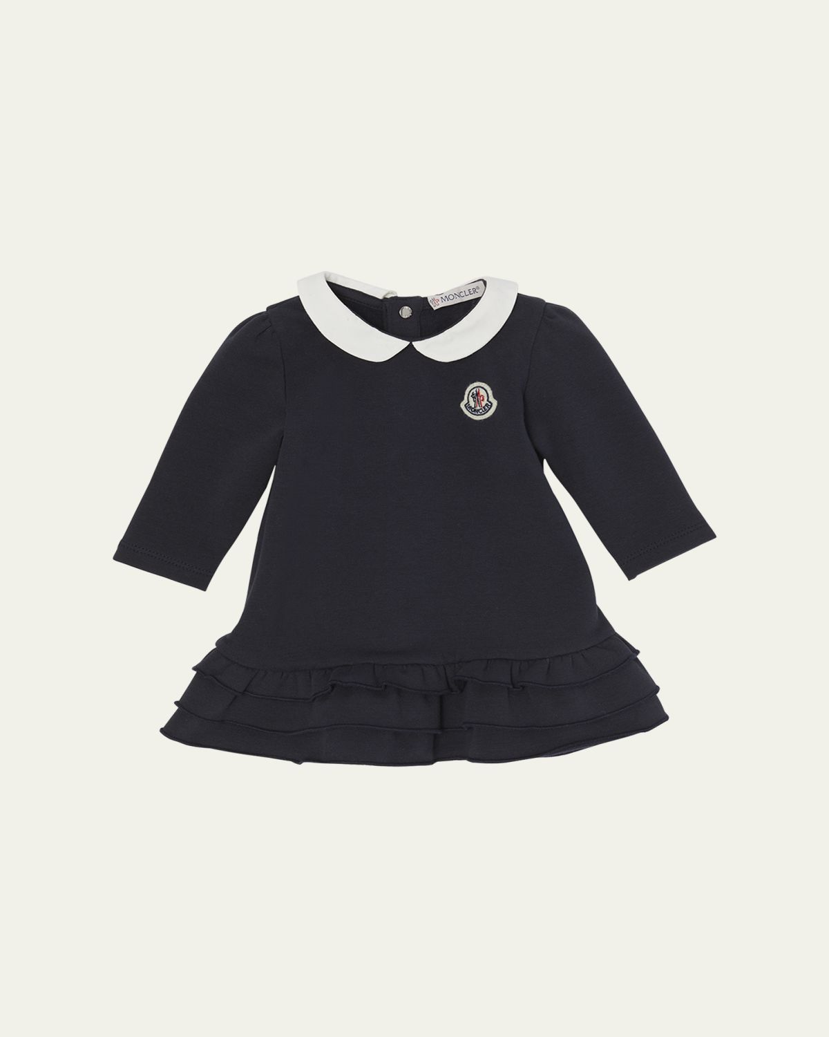 Moncler Girl's Long-Sleeve Ruffled Skirt Jersey Dress, Size 6M-3