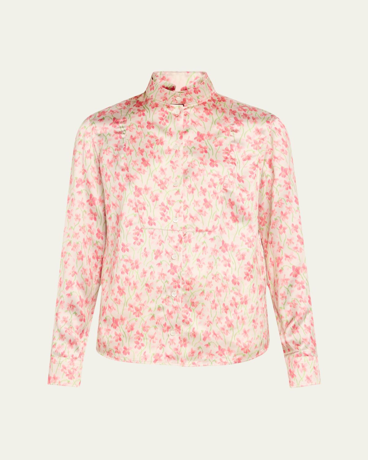 Loewe Floral Print Satin Button-Down Overshirt