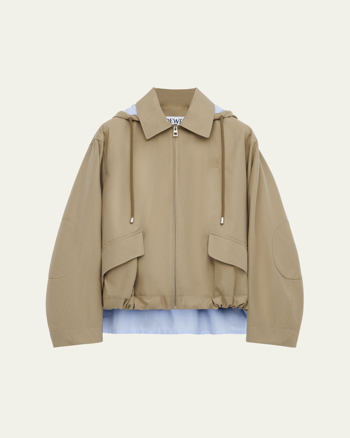 Loewe Striped Lining Slit-Back Hooded Jacket