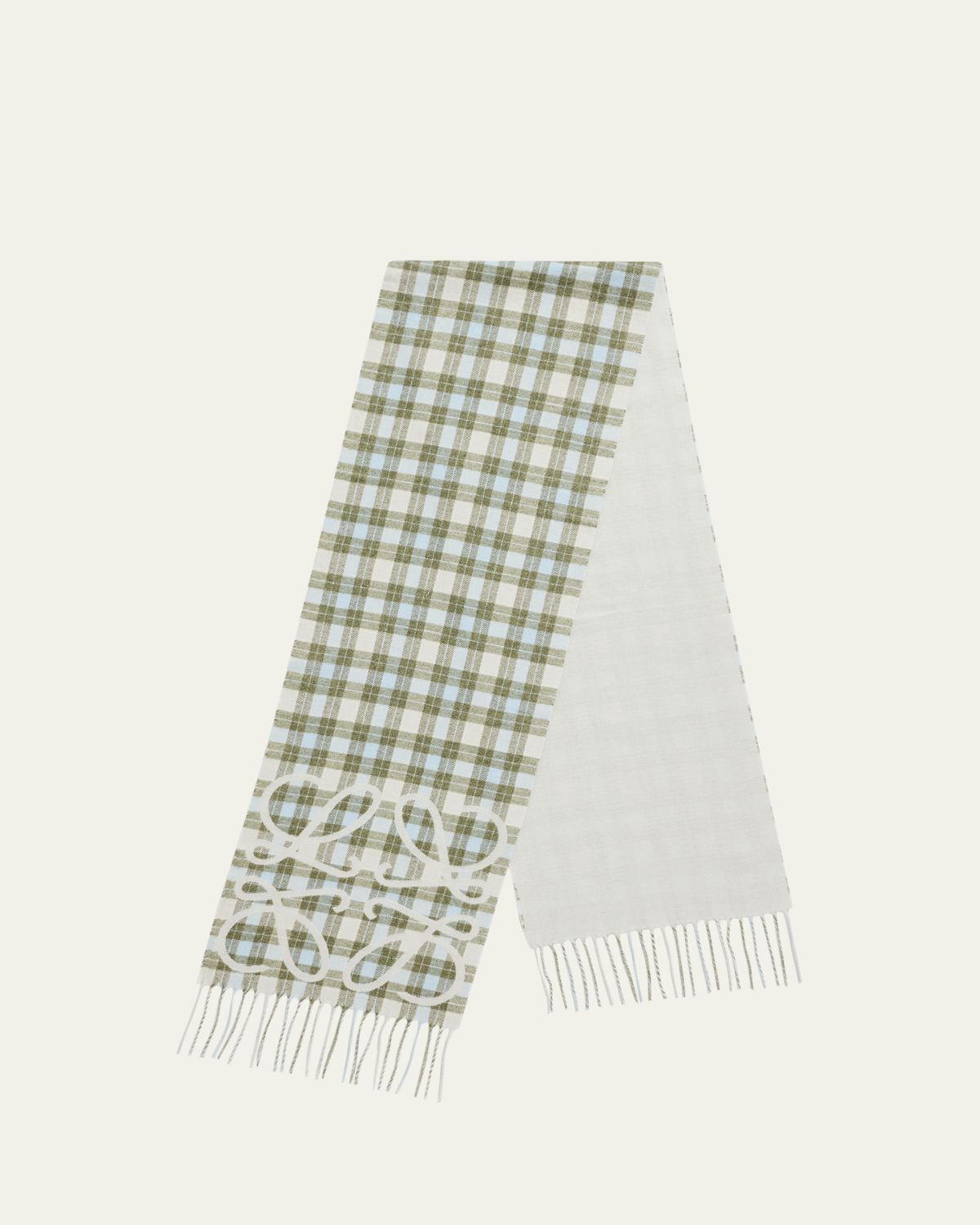 Loewe Check Anagram Silk-Cashmere Scarf