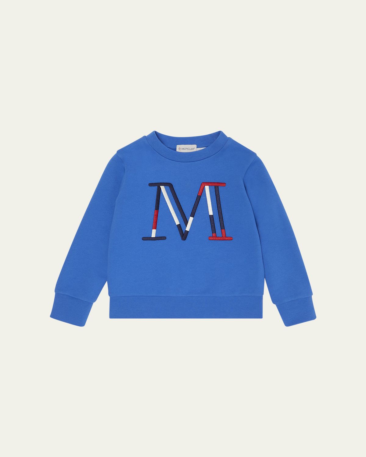Moncler Boy's Tricolor Embroidered M Logo Sweatshirt, Size -14