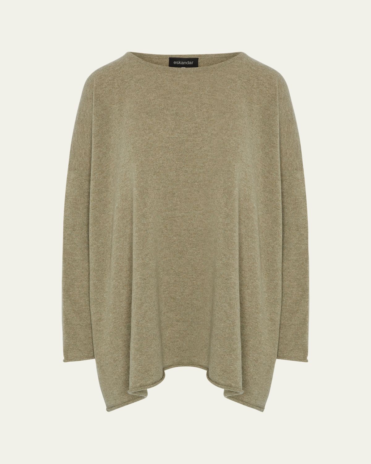 Eskandar A-Line Bateau-Neck Cashmere Sweater (Long Length)