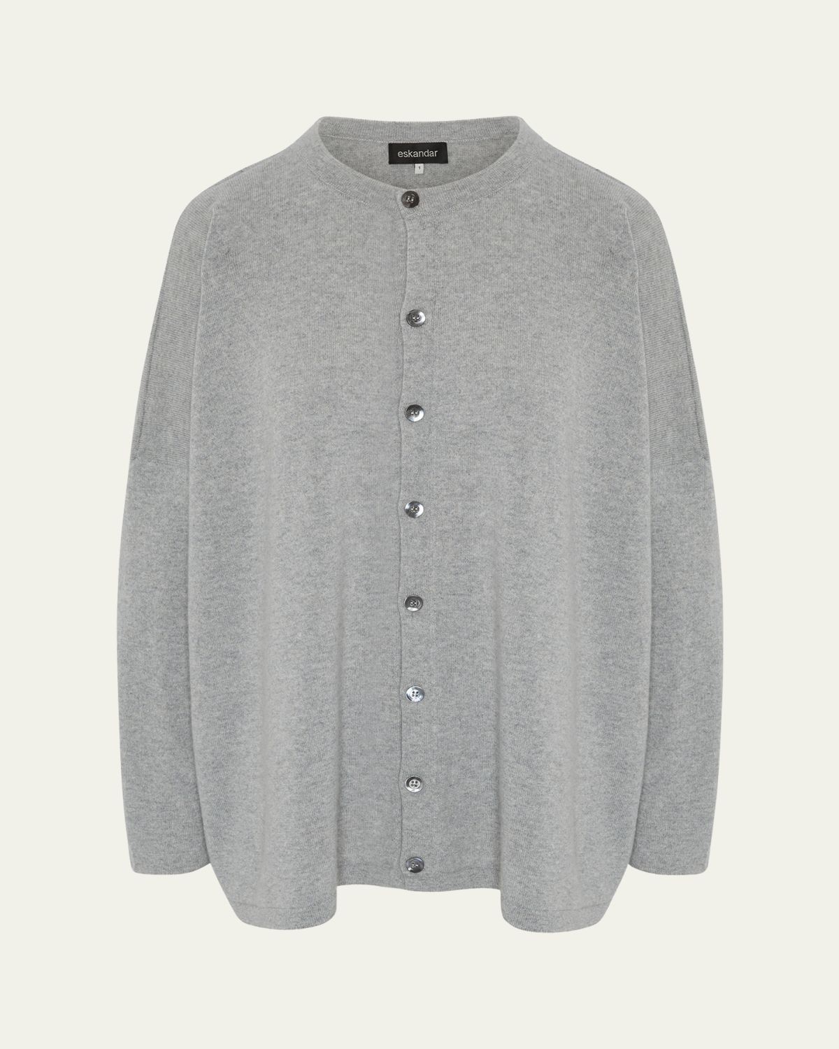 Eskandar Slim-Sleeve Cashmere Cardigan (Mid Plus Length)