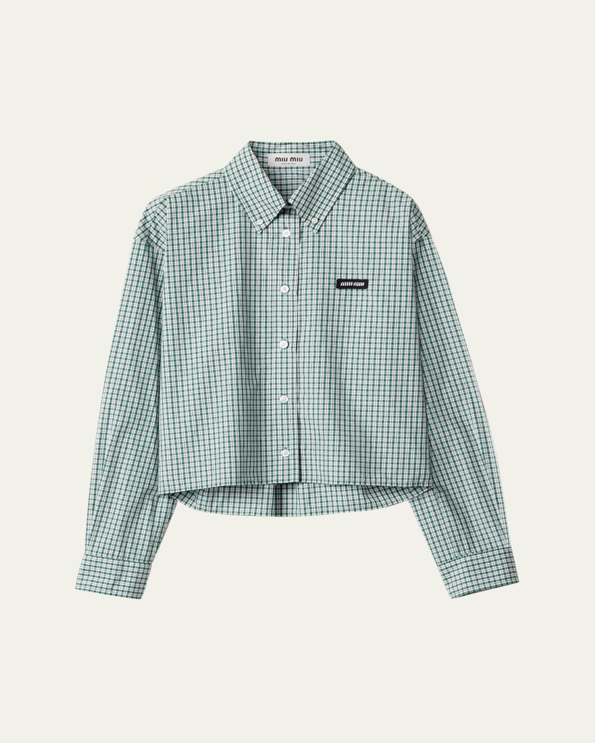 Miu Miu Check Cropped Button-Front Shirt