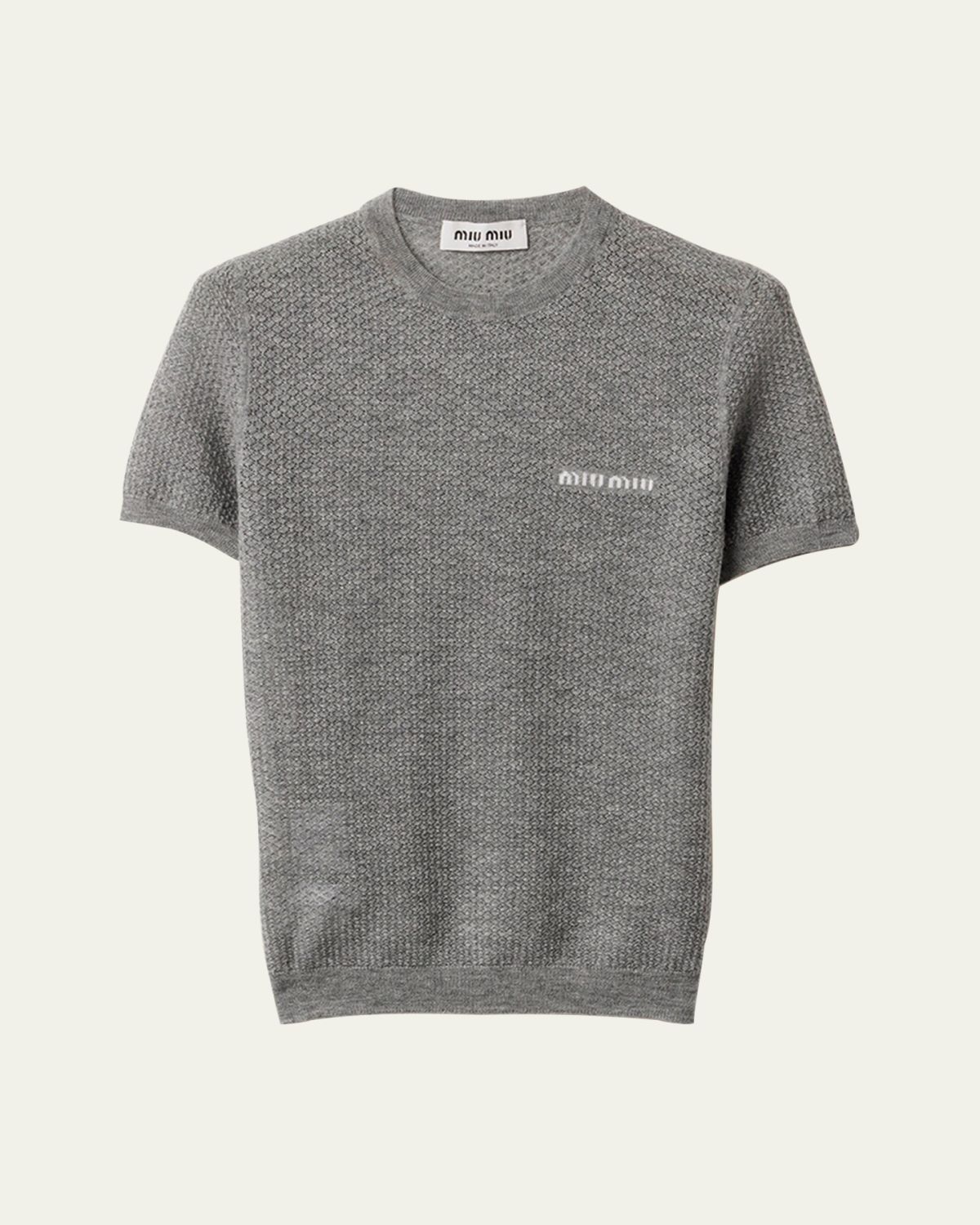 Miu Miu Cashmere Lacy Short-Sleeve Sweater