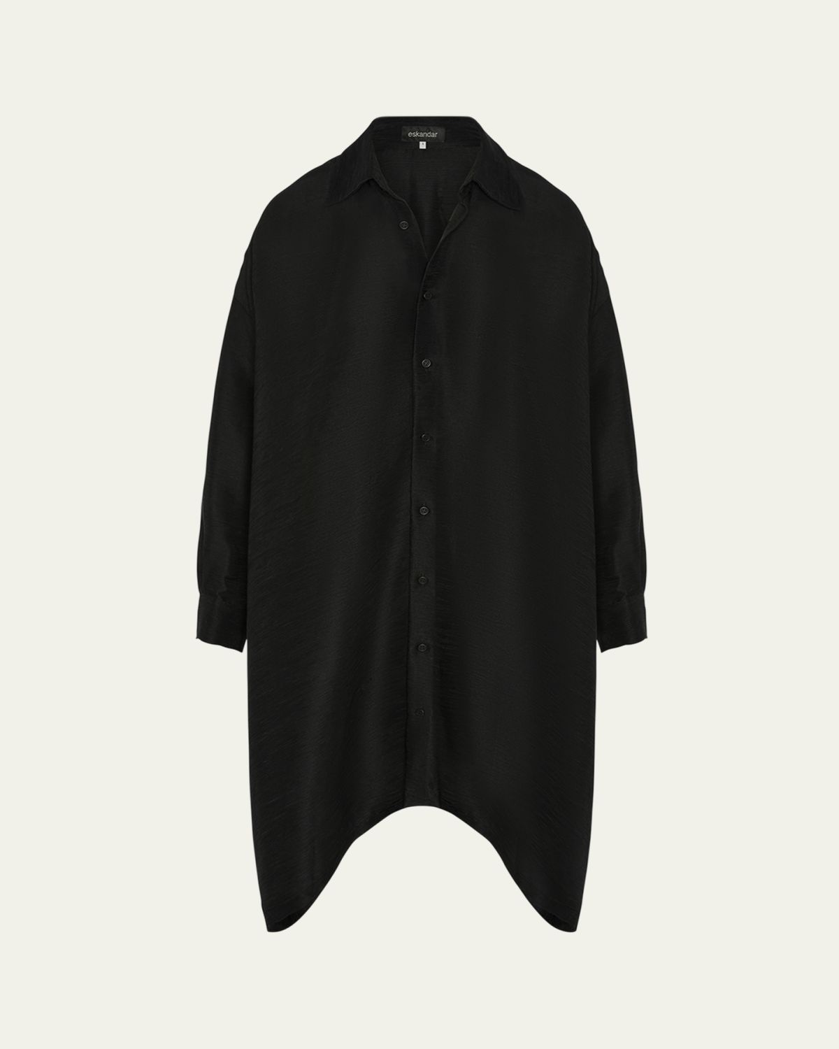Eskandar Wide A-Line Shirt With Collar (Very Long Length)