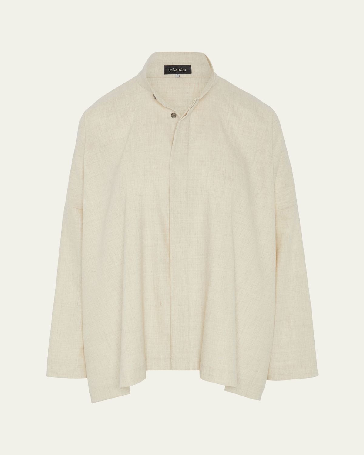 Eskandar Wide Longer-Back Shirt With Double Stand Collar (Mid Plus Length)