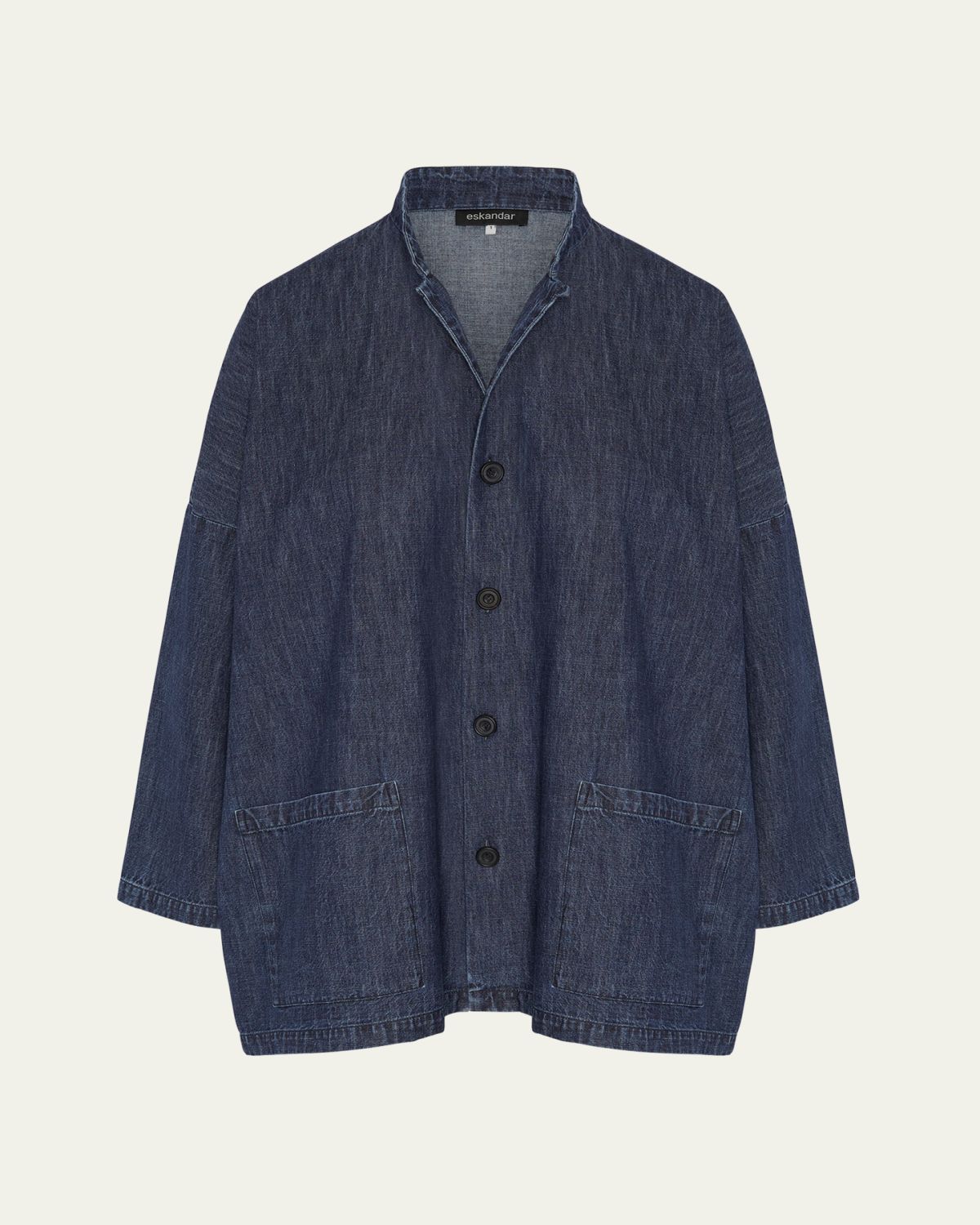 Eskandar Wide Longer Back Mandarin Jacket (Long Length)