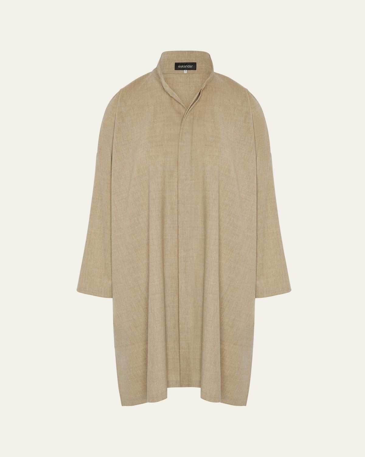 Eskandar Wide A-Line Shirt With Double Stand Collar (Very Long Length)