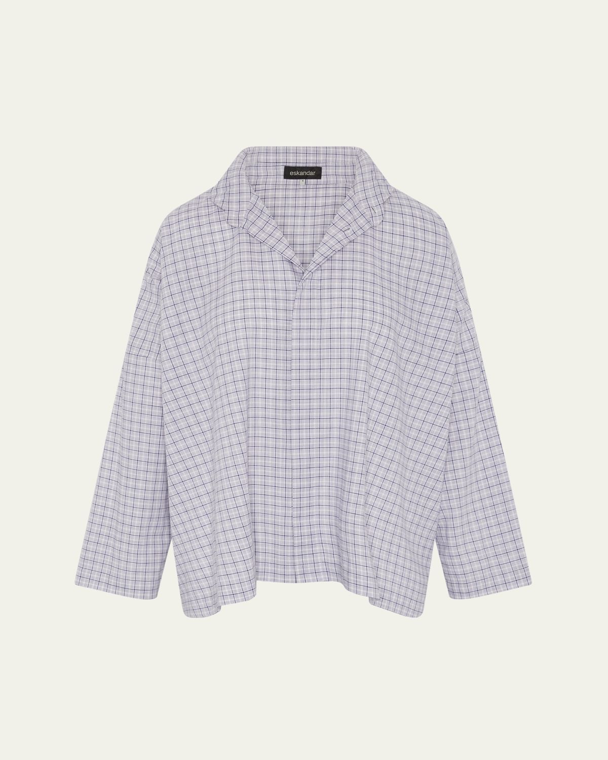 Eskandar Wide Longer-Back Double Stand Collar Shirt (Mid Plus Length)