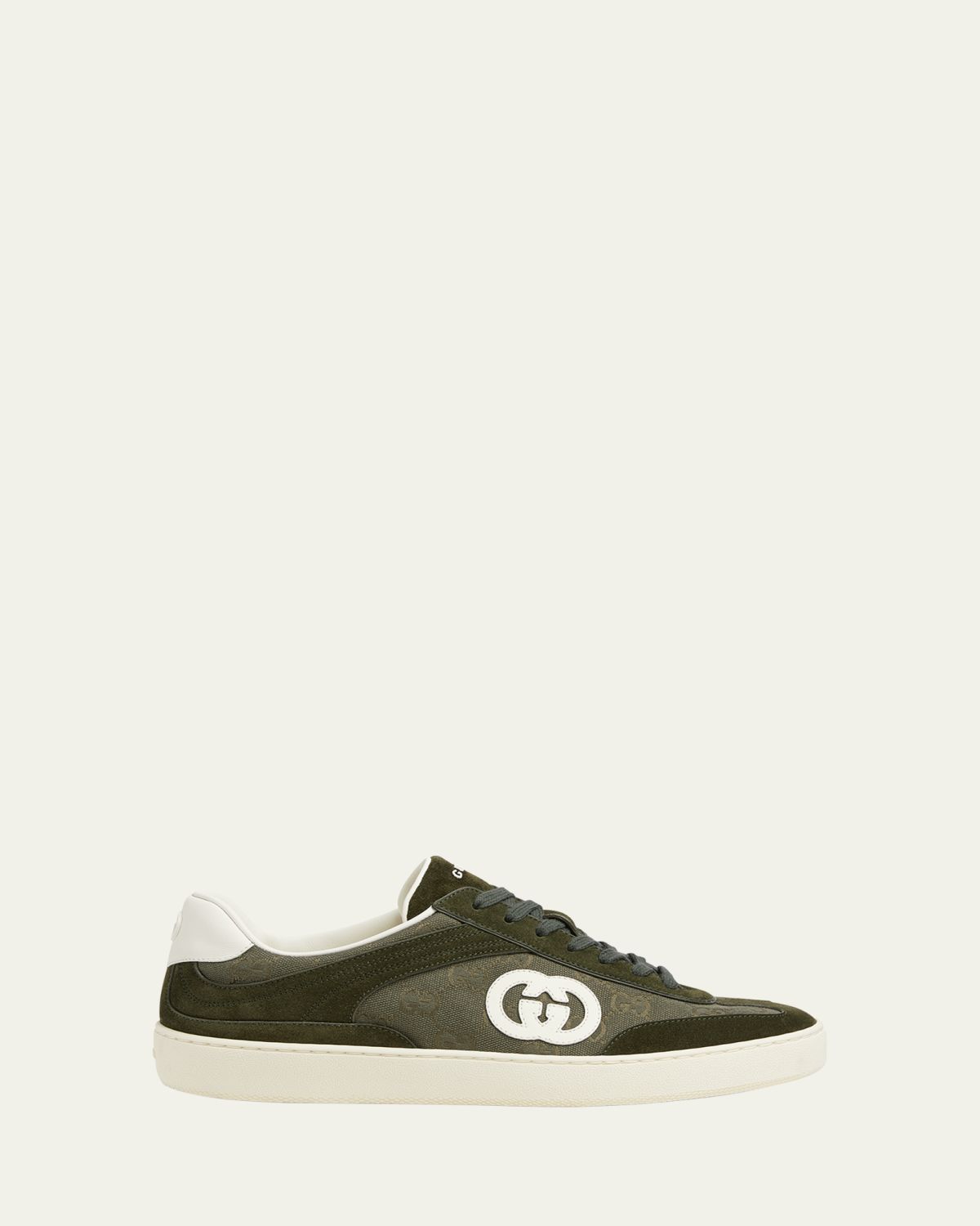 Gucci Men's G75 Canvas and Suede T-Toe Low-Top Sneakers