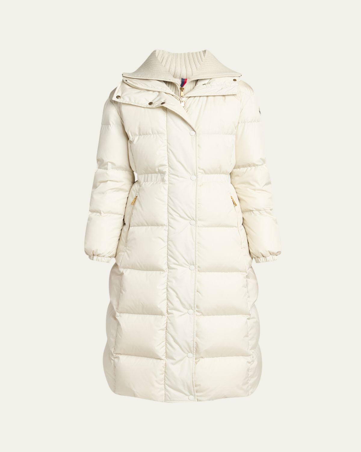 Moncler Chamer Long Hooded Down Coat with Detachable Dickey