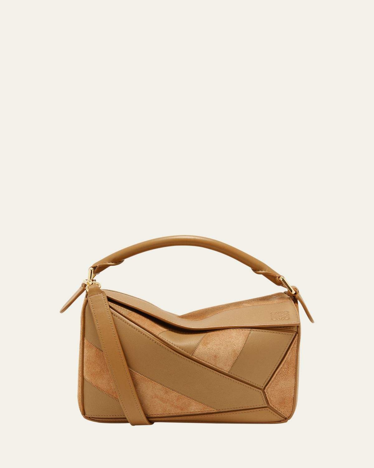 Loewe Puzzle Small Striped Top-Handle Bag in Leather & Suede | Thumbnail 5
