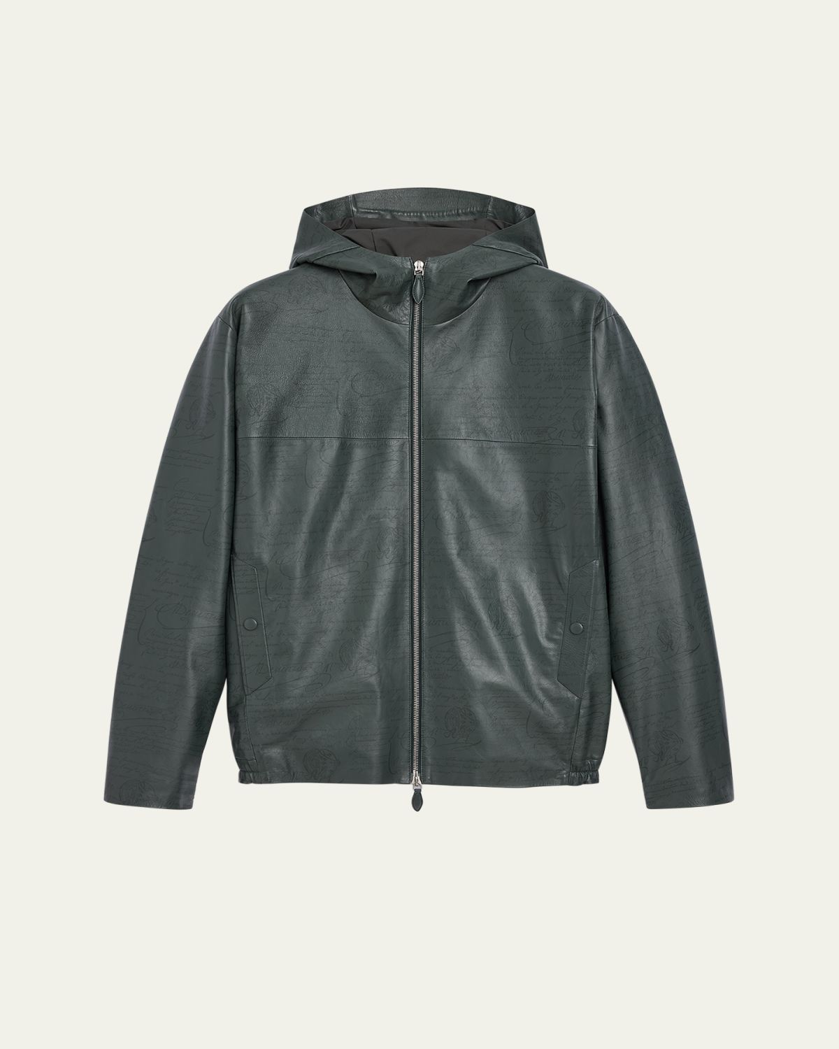 Berluti Men's B-Way Scritto Leather Hooded Jacket