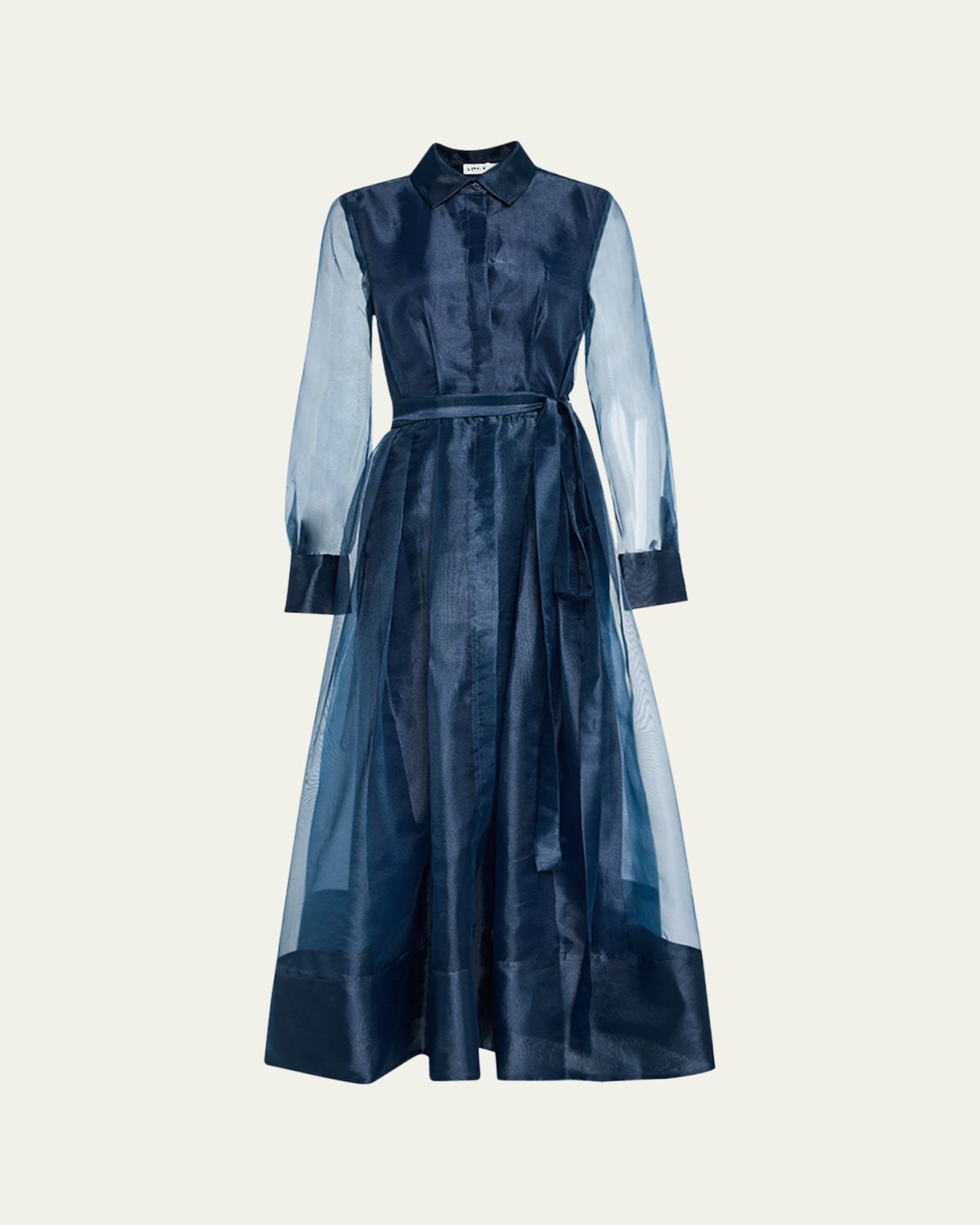 SIMKHAI Montgomery Long-Sleeve Button-Front Midi Dress