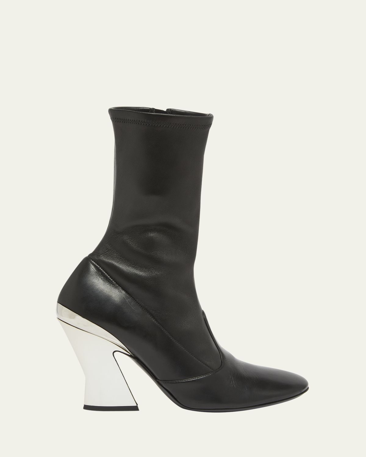 Givenchy Leather Metallic Sculpted-Heel Ankle Booties