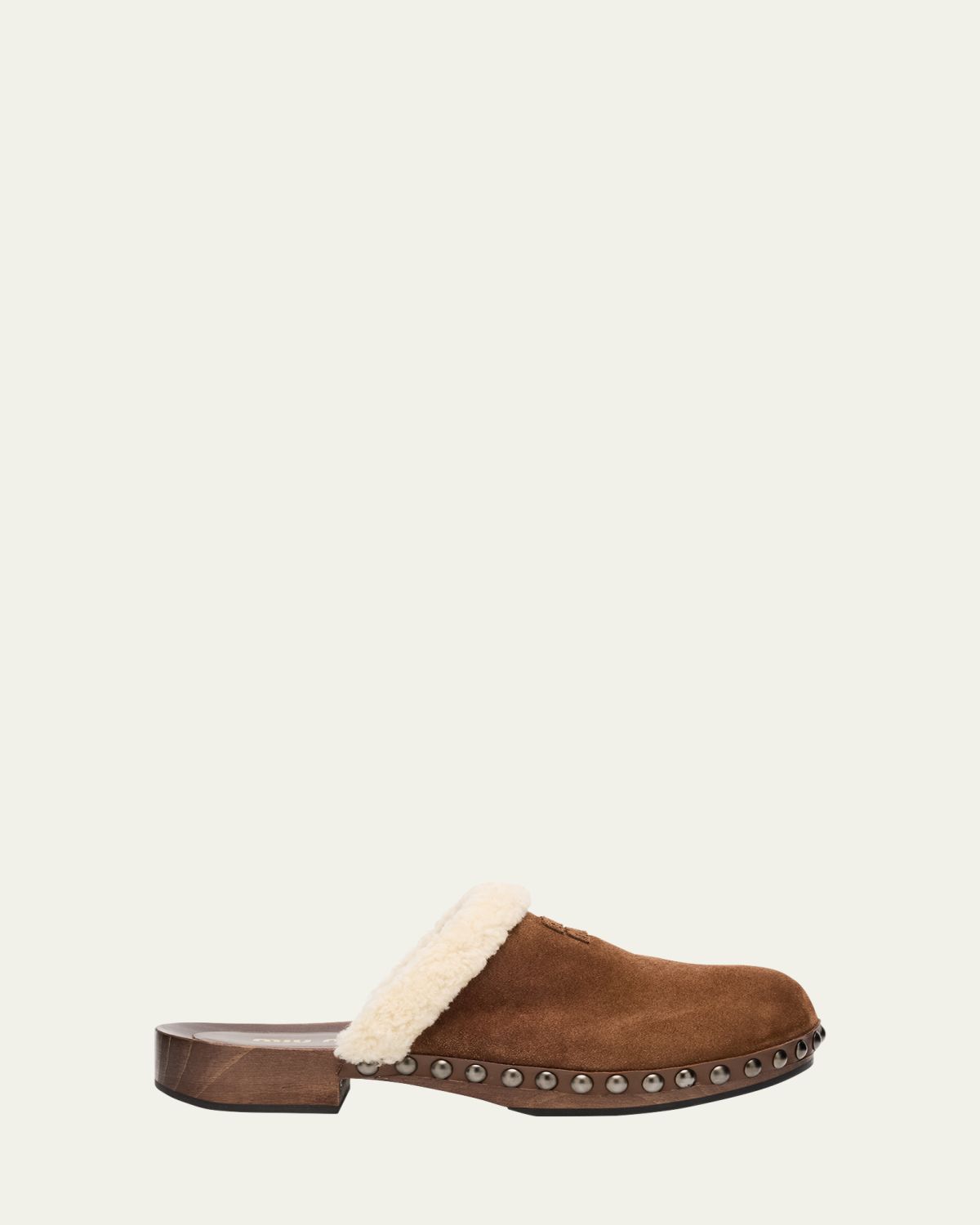 Miu Miu Suede Shearling-Lined Clogs