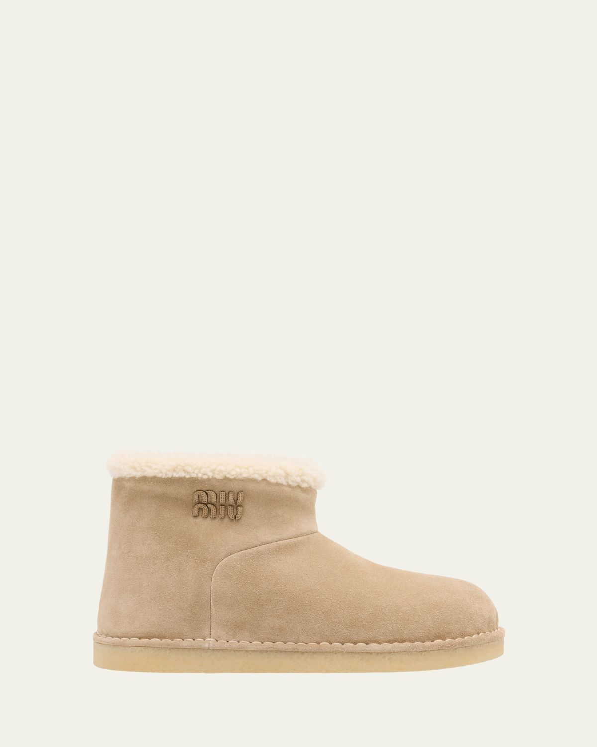 Miu Miu Suede Shearling-Lined Booties