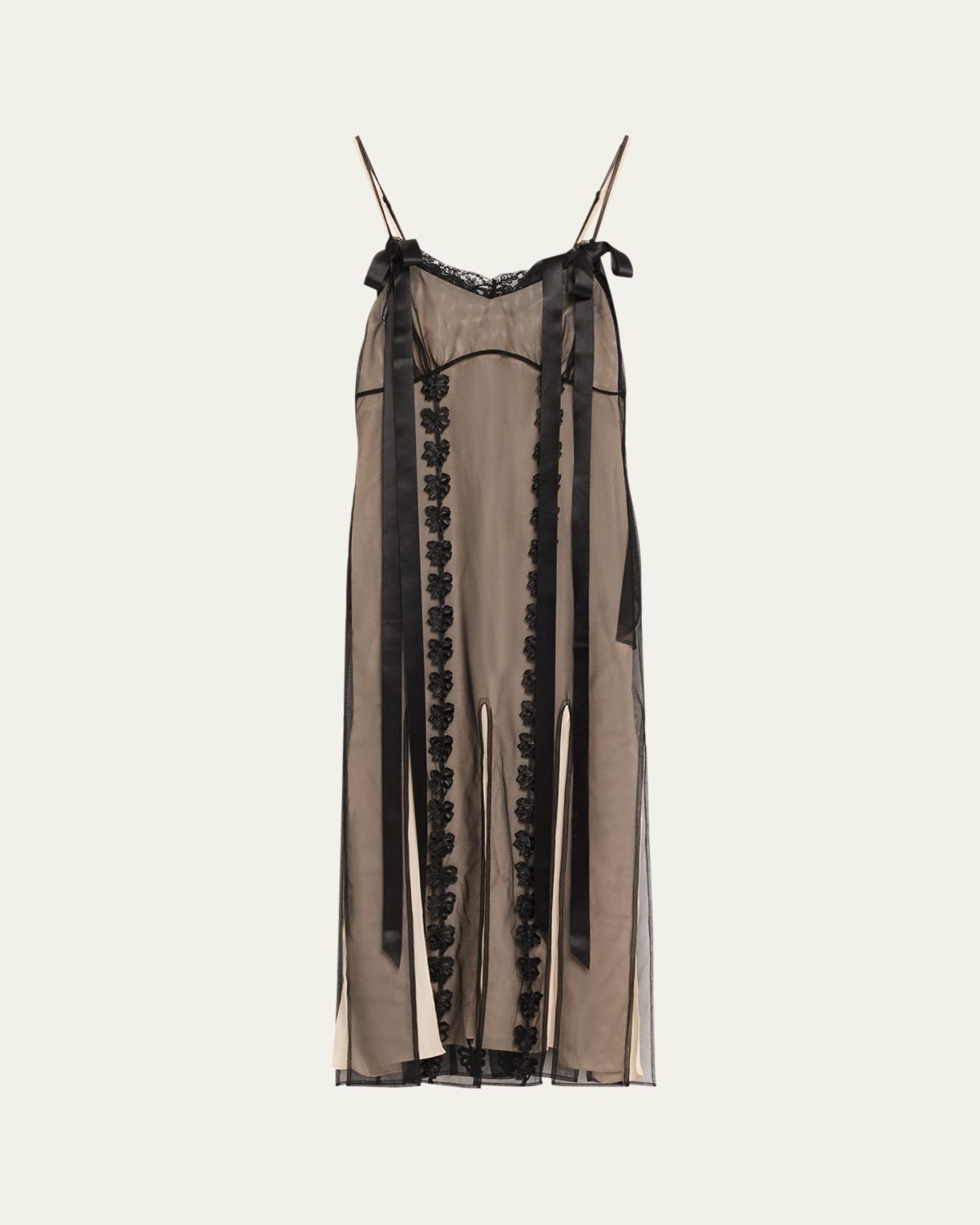 Simone Rocha Layered Ribbon Slits Ankle Slip Dress