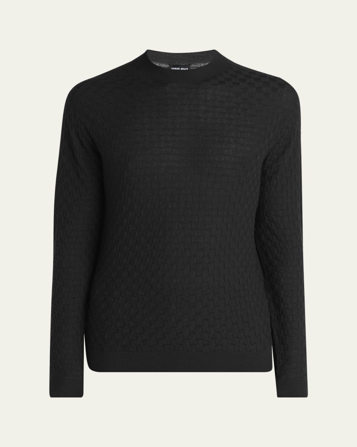 Giorgio Armani Men's Quadrant Knit Cashmere and Silk Crewneck Sweater